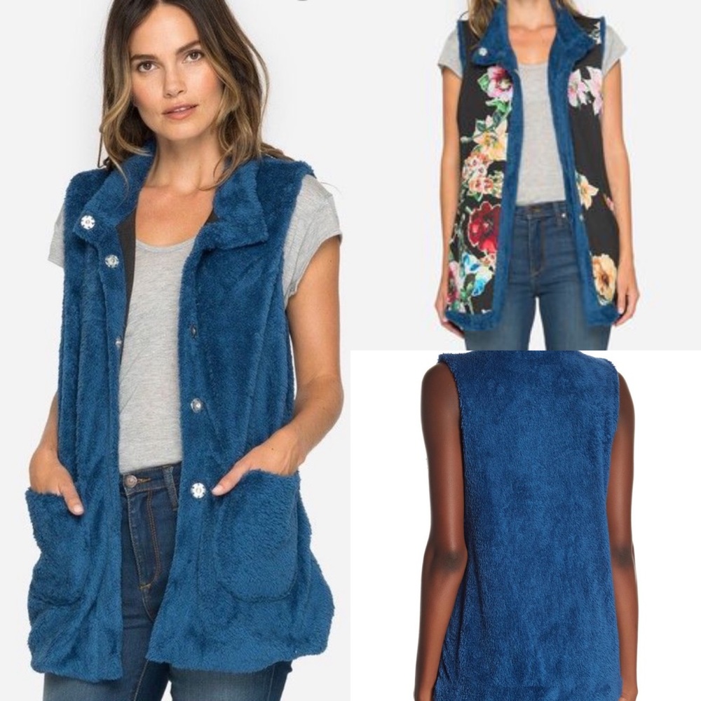 NWT Johnny Was - Vicney Blue Reversible Vest - Picture 1 of 7